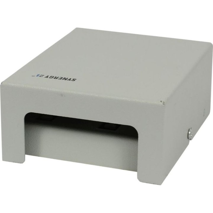 Patch panel 4xTP, CAT6A, incl. Keystone, slim-line (20 mm), surface-mounted metal, light grey, Synergy 21,