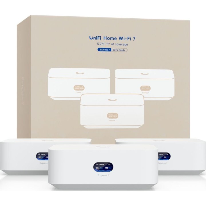 Ubiquiti UniFi Express 7 router Wi‑Fi 7 tri-banda con 10G WAN blanco