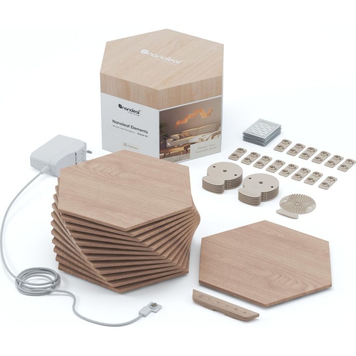 NANOLEAF Elements Hexagons Starter Kit, 13 panels, wood look