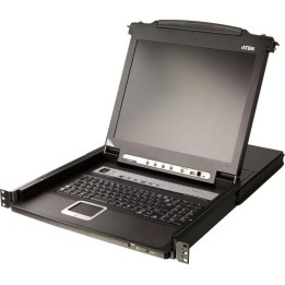 Comutador KVM com ecrã LCD de 17 polegadas e 16 portas