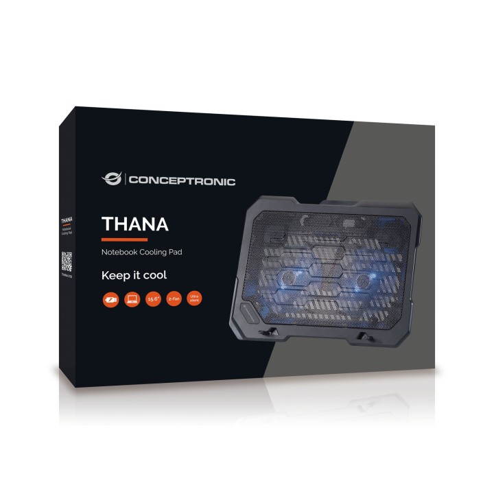 Base de refrigeração Conceptronic para portáteis, com 2 ventoinhas de 125 mm, até 15,6 polegadas