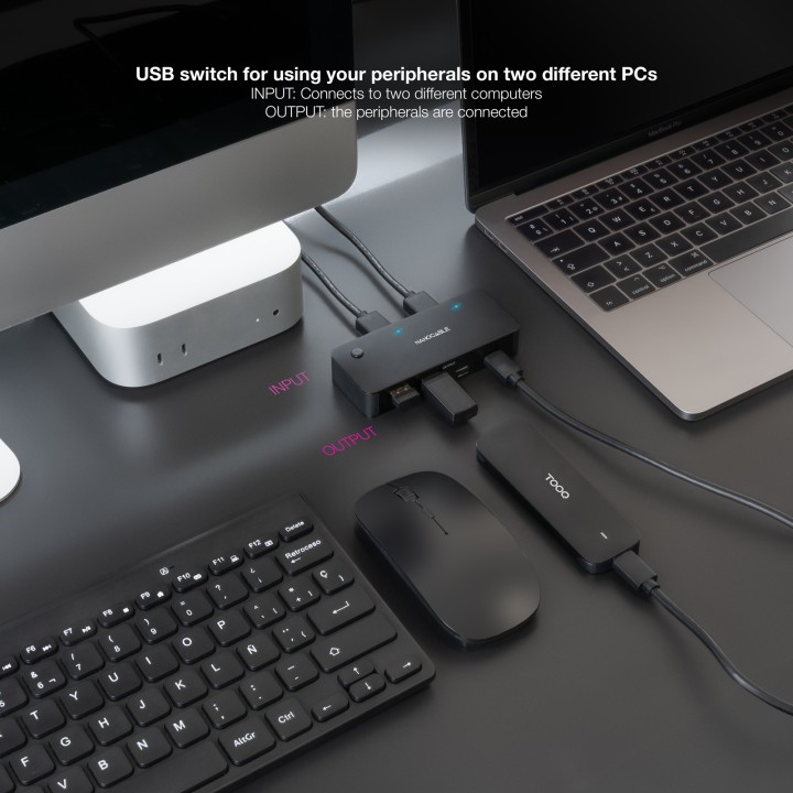 NANOCABLE 10.12.0011 Switch Conmutador 2x USB 3.0 a 2xUSB-A 3.0 + 2x USB-C 3.0 Negro