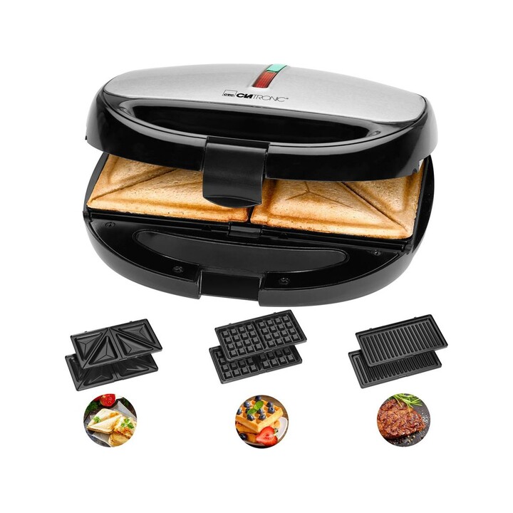 Tostiera Clatronic ST/WA 3670 800 W Nero, acciaio inossidabile