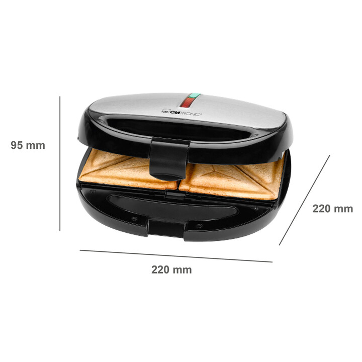 Tostiera Clatronic ST/WA 3670 800 W Nero, acciaio inossidabile