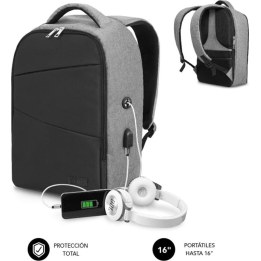 Mochila para computador portátil Subblim Secure V2 AP 16 polegadas preta - cinzenta