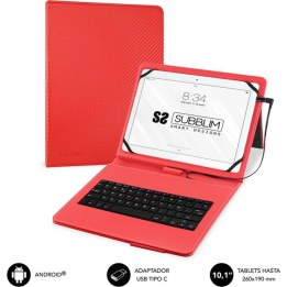 Capa + teclado Subblim Keytab Pro para tablet de 10,1 polegadas, vermelho