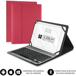 Funda + teclado subblim keytab pro para tablet 10.1 pulgadas rojo