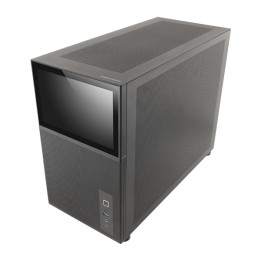 Caixa para computador Mars Gaming MCLCD MATX com vidro temperado e ecrã IPS de 8 polegadas, preta