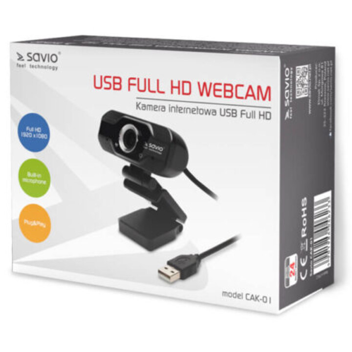 SAVIO FULLHD Webcam with microphone CAK-01