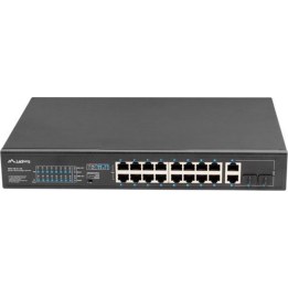Switch Lanberg de 18 portas a 100 Mb, 16x PoE+ - 2x Ethernet Gb, 150 W, para rack de 10 polegadas - 19 polegadas