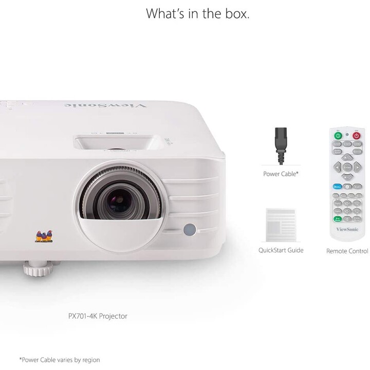 Viewsonic PX701-4K Proiettore per home theater / a fuoco lungo, 3200 ANSI Lumen DLP 4K (3840x2160) Bianco