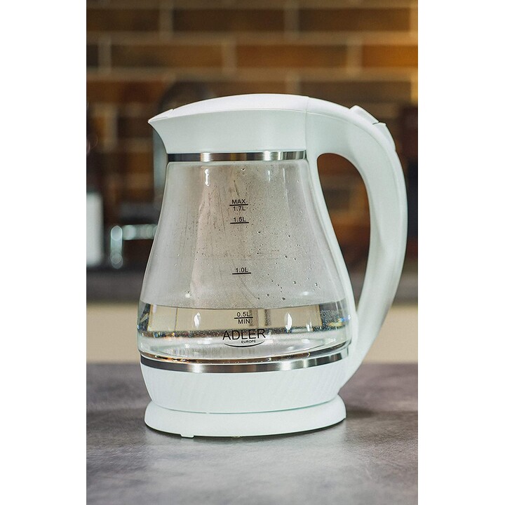 Bollitore elettrico Adler AD 1274 B 1,7 L Bianco, Trasparente 2200 W