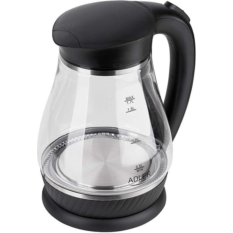 Adler AD 1274 B electric kettle 1.7 L Black, Transparent 2200 W