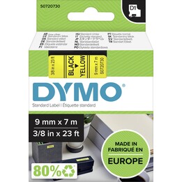 DYMO D1 ruban d'étiquettes standard 9 mm x 7 m noir sur jaune