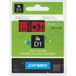 DYMO D1 cinta de etiquetas estándar 19 mm x 7 m negro sobre rojo