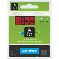 DYMO D1 - Standard Étiquettes - Noir sur rouge - 19mm x 7m