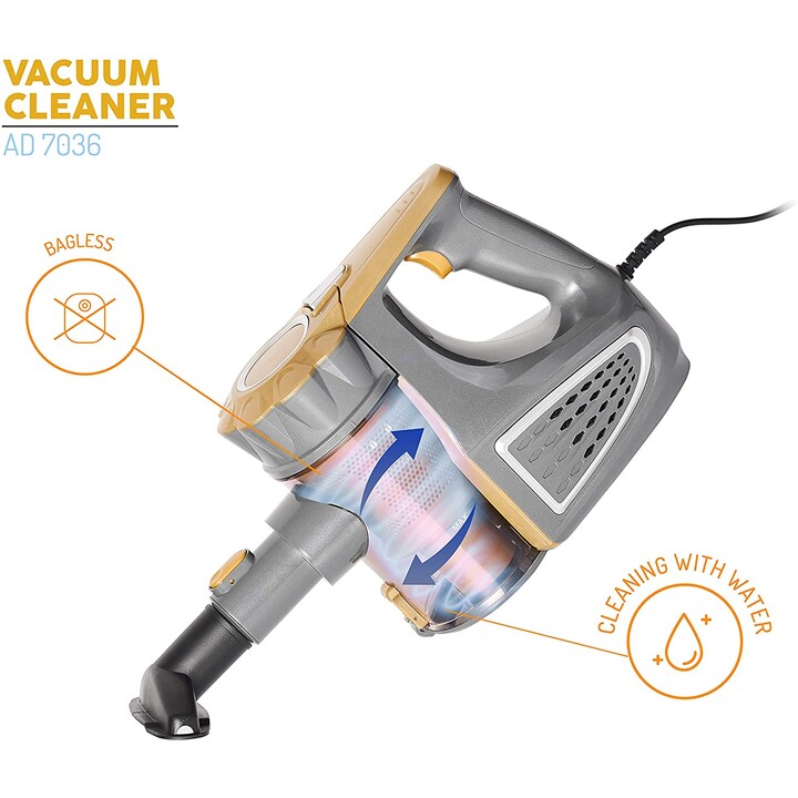 Adler AD 7036 aspirapolvere portatile Senza sacchetto Nero, Bronzo, Grigio, Arancio, Trasparente