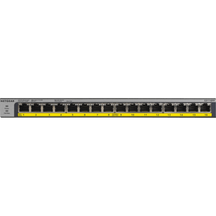 Netgear GS116PP No administrado Gigabit Ethernet (10/100/1000) Energía sobre Ethernet (PoE) Negro