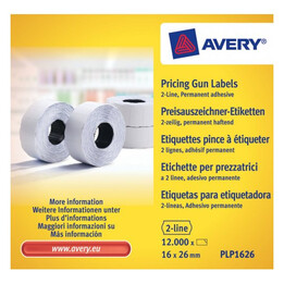 Etiqueta autoadesiva Avery PLP1626 Etiqueta de preço branca Permanente 12000 un(s)