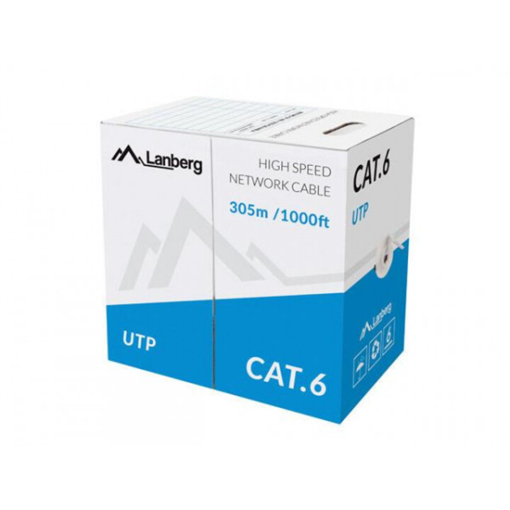 LANBERG CAVO UTP CAT.6 305M FILO CU GRIGIO