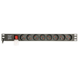 EnerGenie EG-PDU-014-F Unité de distribution d'alimentation en rack (8 prises FR, 1U, 16A, fiche Schuko, 3 m, couleur noire)