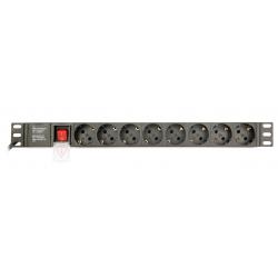 EnerGenie EG-PDU-014-C14 Unidad de distribución de energía para rack (8 enchufes Schuko, 1U, 16A, enchufe C14, 3 m, color negro)