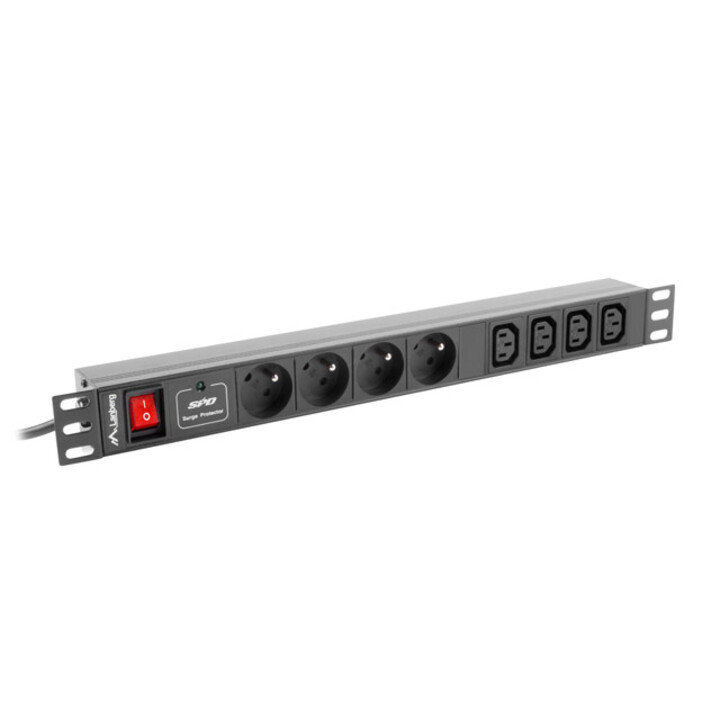 Lanberg Steckdosenleiste Rack PDU (1u,10a,8x 230v,2m) pdu-04e04i-0200-iec-bk