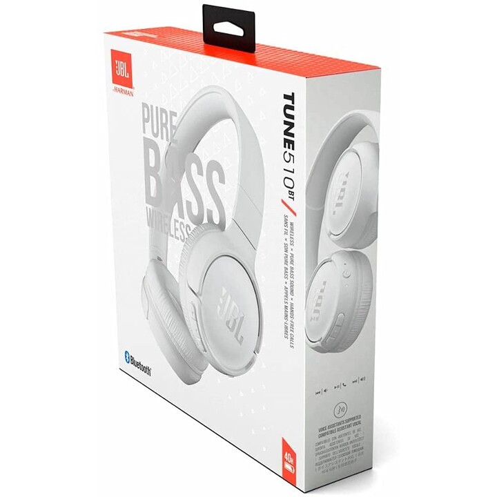 Fones de ouvido sem fio JBL Tune 510BT branco