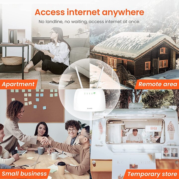 Wireless Router 4G Tenda 4G06 300Mbps / 2.4GHz / 2 Antennas / WiFi 802.11b / g / n