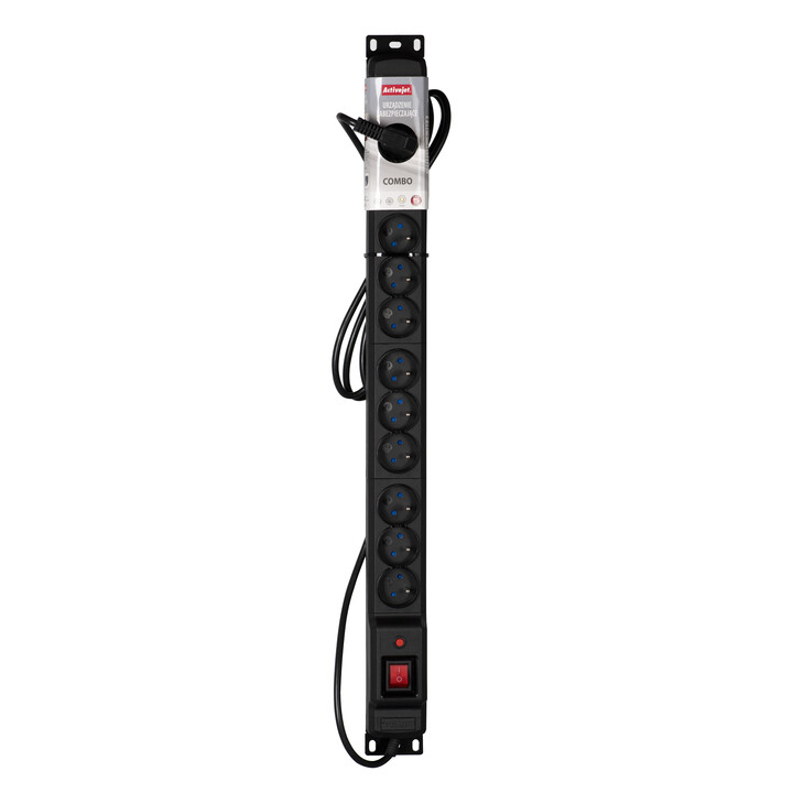 Activejet COMBO/12GN/1,5M/CZ Verlängerungskabel 12 AC-Ausgänge Indoor Schwarz