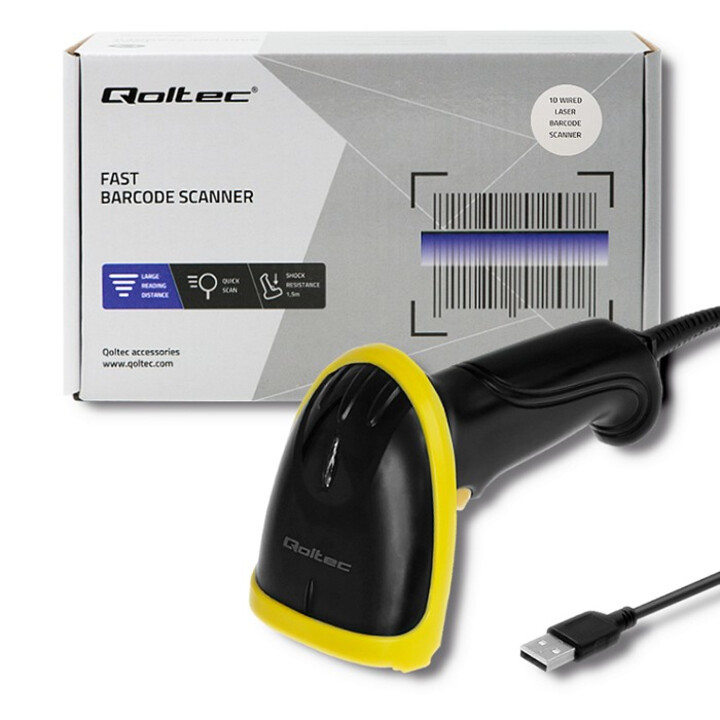 Qoltec 50860 1D Laser Barcode Reader USB