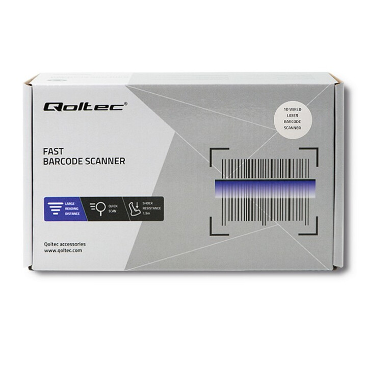 Qoltec 50860 1D Laser Barcode Reader USB