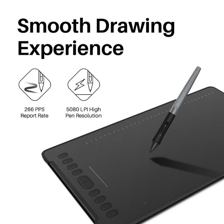 HUION H1161 Grafiktablett 5080 lpi 279,4 x 174,6 mm USB Schwarz