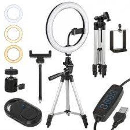 Ring Light 10" LED 12W avec trépied 1.1m Maclean Energy MCE610, retardateur bluetooth, possibilité de changer la couleur 3200K-5