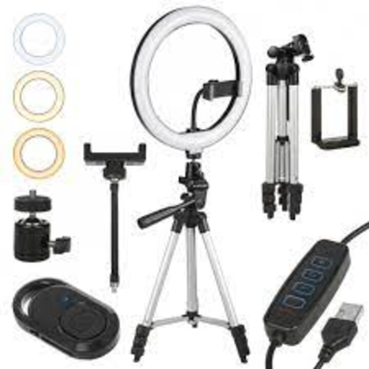Maclean MCE610 10" 12W LED Ring Light with Tripod Stand and Bluetooth Shutter 3 Colours 10 brightness levels 10% -100% Adjus
