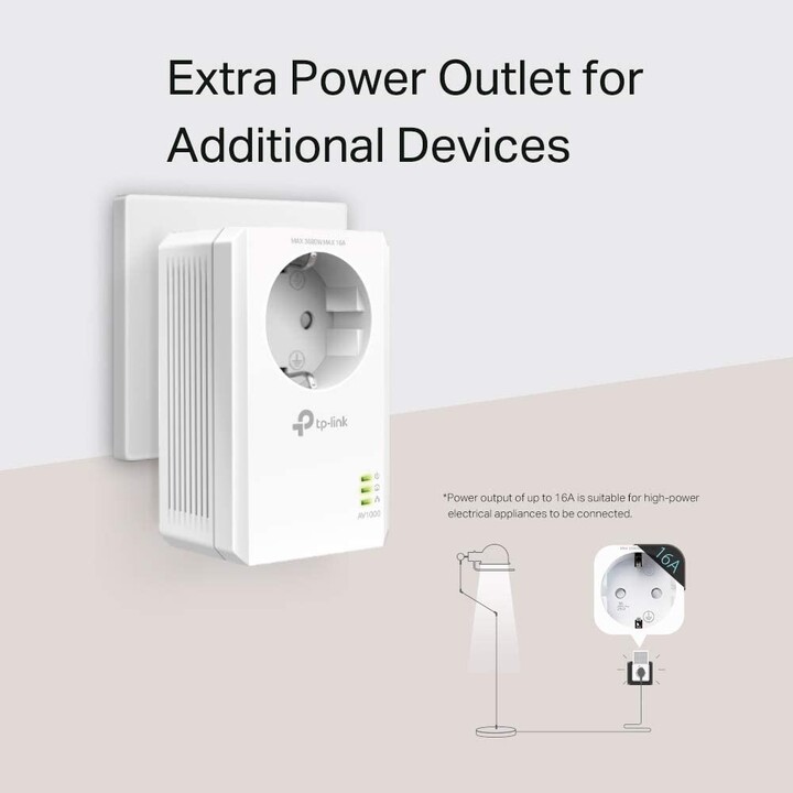 Adaptador Plc TpD-Link Pa7017 Powerline Passthrough 1000Mbps