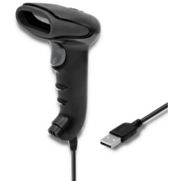 Qoltec 50866 1D Laser Barcode Reader | CCD | USB | Black