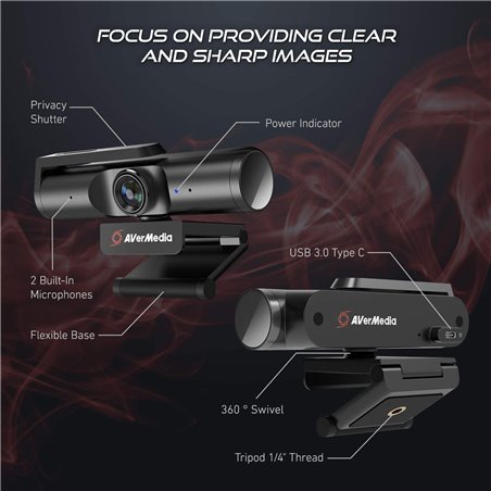 AVerMedia PW513 cámara web 8 MP 3840 x 2160 Pixeles USB-C Negro