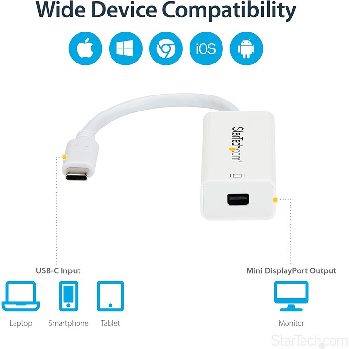 ADAPTADOR STARTEC USB-C MACHO / THUNDERBOLT 3 FÊMEA BRANCO
