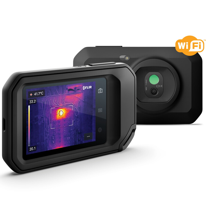Termocamera FLIR C3-X Nera 1800 mAh Ossido di vanadio non raffreddato Focal Plane Array Schermo integrato 128 x 96 pixel LCD 64