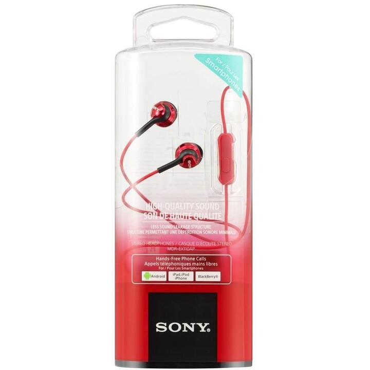 HEADPHONE SONY EX110AP ANDROID RED WITH MICRO