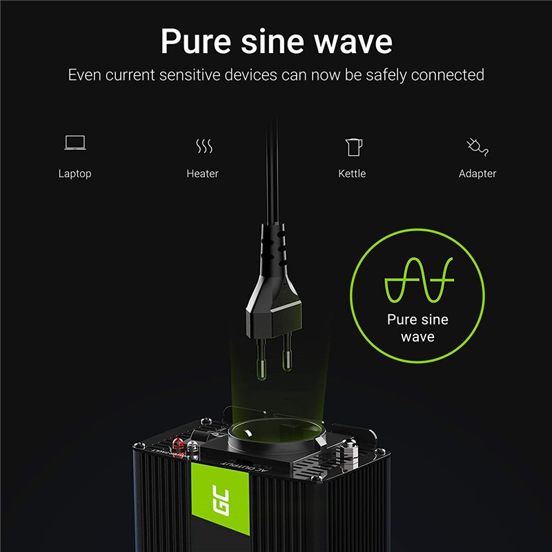 Green Cell INV05DE adapter and power inverter Auto 300 W Black