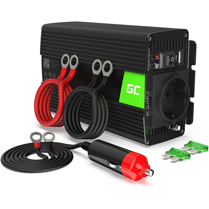 Adaptador Green Cell INV03DE e inversor de energia Auto / Interior 500 W Preto
