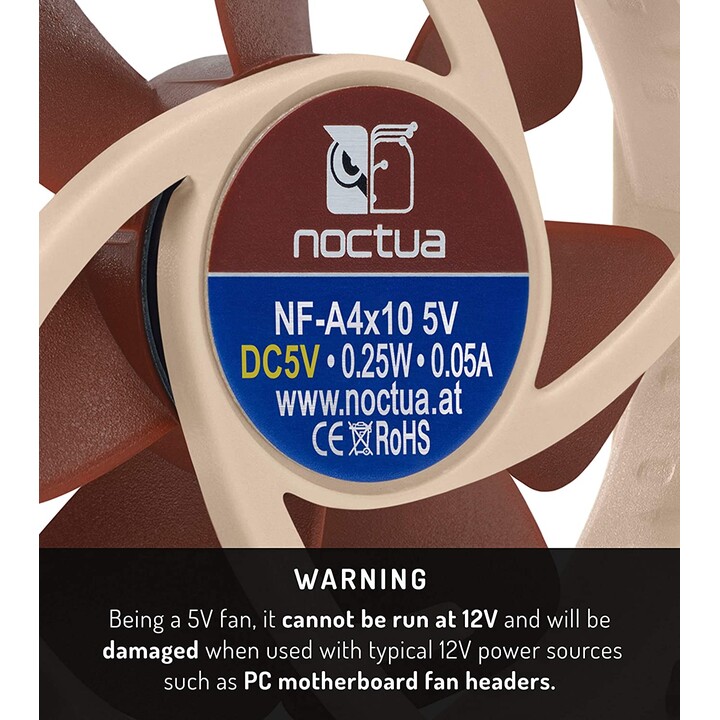 Noctua NF-A4x10 5V Carcasa del ordenador Ventilador 4 cm Beige, Marrón