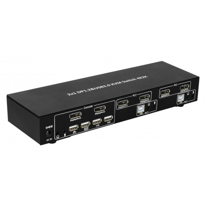Chave Techly IDATA DP-KVM2 KVM Preto