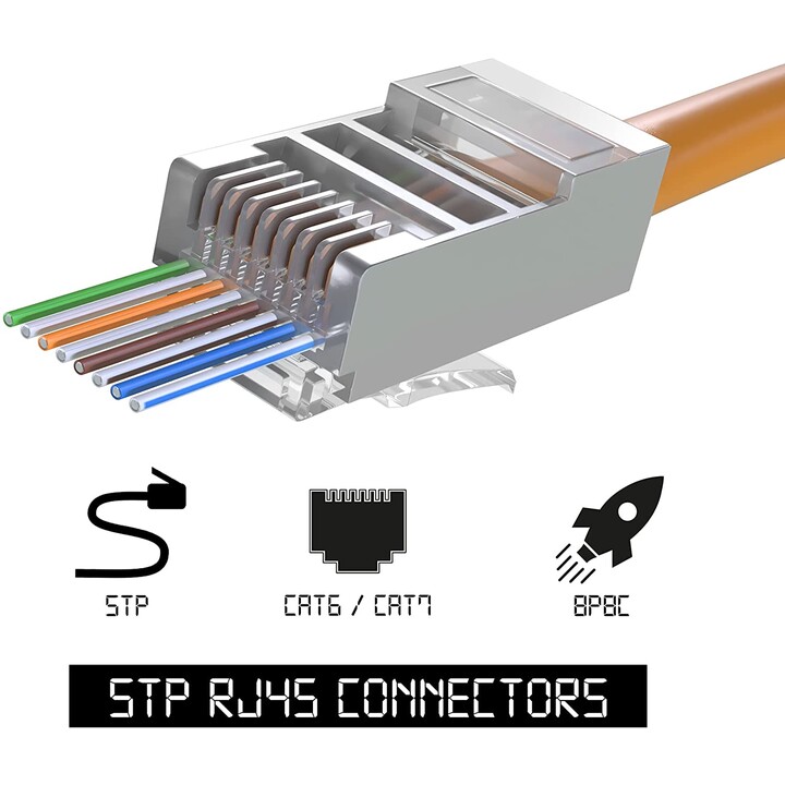 Lanberg PLS-6000 connecteur de fils RJ-45 Acier inoxydable, Transparent