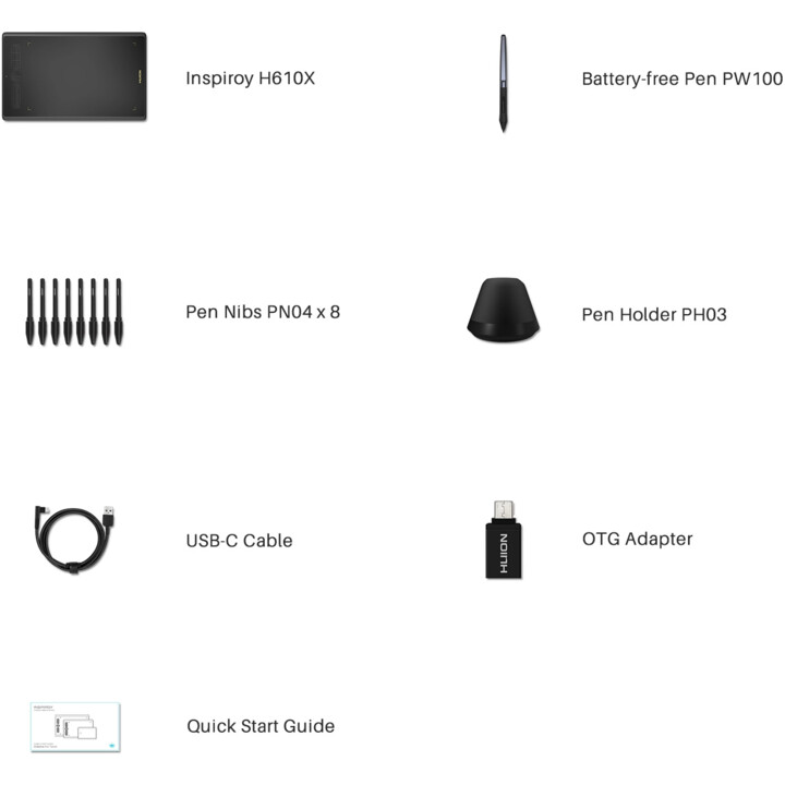Huion Inspiroy H580X Grafiktablett Schwarz