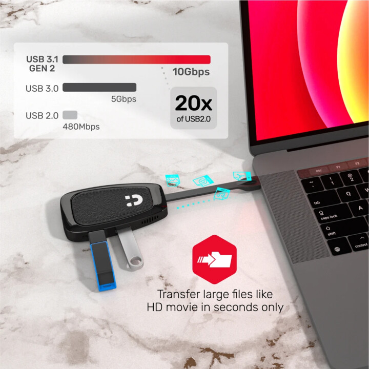 UNITEK HUB USB-C 10 GBPS, HDMI 2.0, USB-C, PD 100W