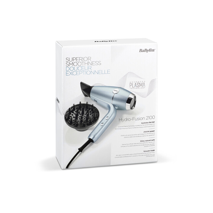 BaByliss Hyrdo-Fusion Hydro Fusion Hair Dryer 2100 W Metálico