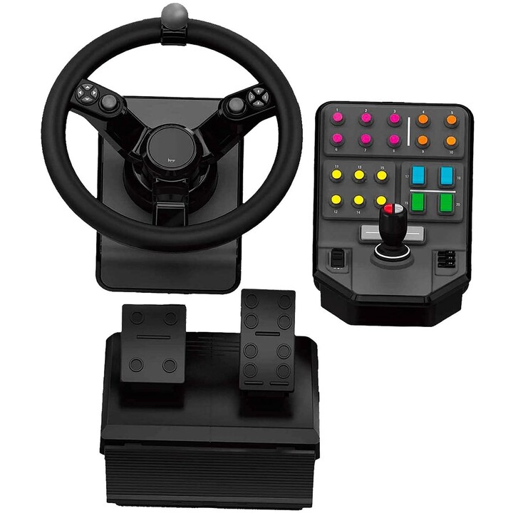 Logitech G Saitek Farm Sim Controller (volante, pedali, pannello laterale)